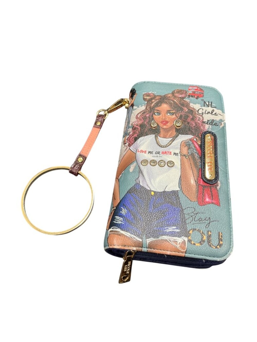 Nicole Lee Love Me or Hate Me wms charmed faux leather 8"x4"x2" wallet SKU 10876